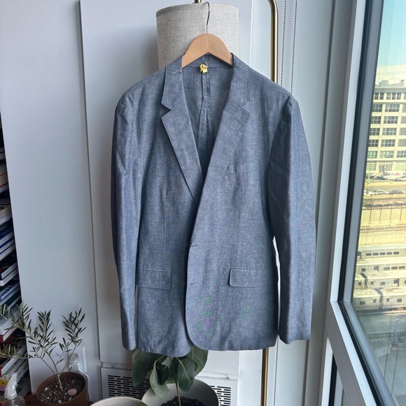 J. Crew Ludlow Slim Fit Blue linen cotton blazer - Picture 1 of 4